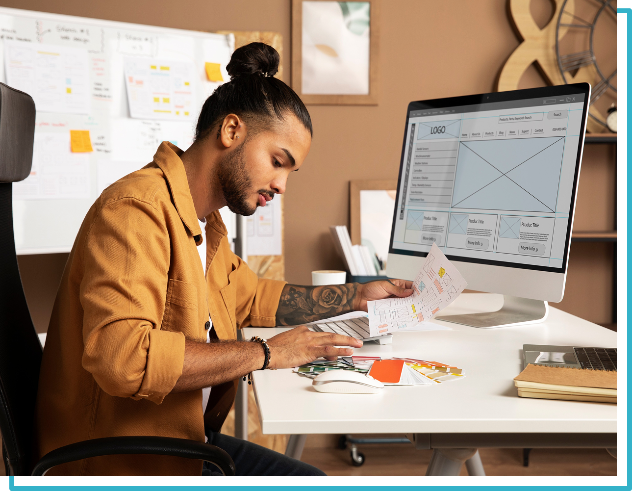 Team collaborating on web design